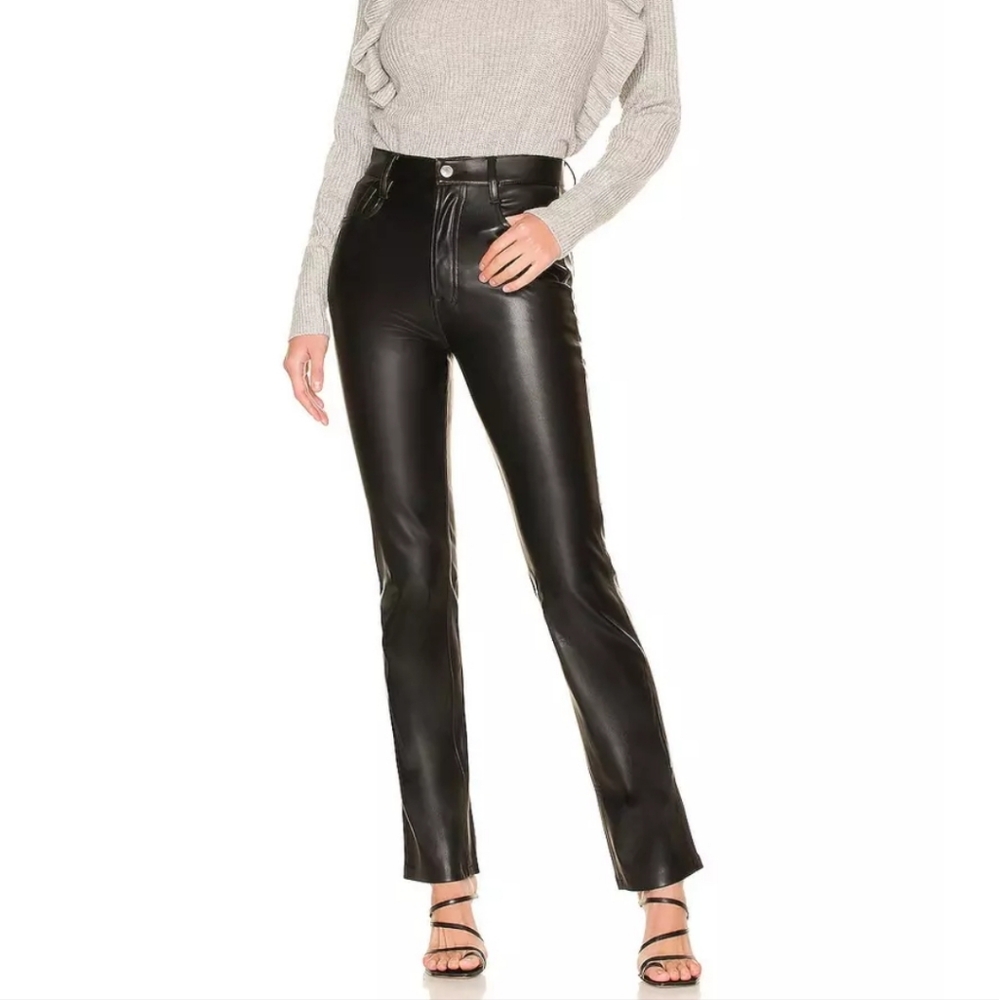 7 For All Mankind Black Faux Leather Pants